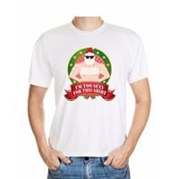 Shoppartners Foute Kerst t-shirt wit Im too sexy for this shirt heren Multi