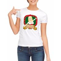 Shoppartners Foute kerst t-shirt wit Touch my jingle bells voor dames