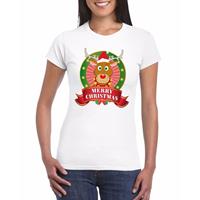 Shoppartners Rudolf Kerst t-shirt wit Merry Christmas voor dames