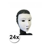 24 witte grimeer maskers met kalklaag