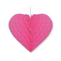 Bellatio Fuchsia roze decoratie hart 15 cm