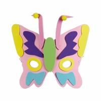 Bellatio Roze vlinder masker met groene neus 18cm