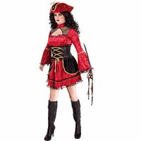 Bellatio Dames piratenjurkje rood Multi