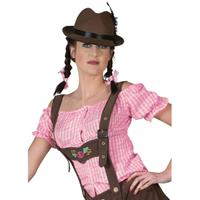 Bellatio Oktoberfest - Roze geruite Tiroler blouse Roze
