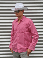 Bellatio Cowboy blouse roze voor heren