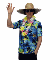 Bellatio Hawaii shirt blauw met palmbomen 50 