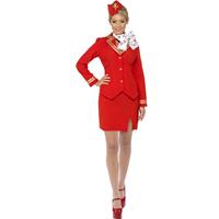 Smiffys Rood stewardess kostuum met hoedje Rood