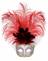 Bellatio Oog masker met rode veren