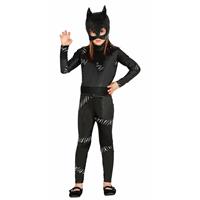 Zwarte kat/poes Halloween catsuit voor meiden (140-152) Zwart
