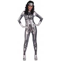 Bellatio Zilveren robot jumpsuit voor dames
