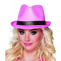 Bellatio Roze trilby hoed voor volwassenen