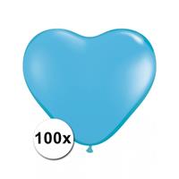 Bellatio Hartjes ballonnen lichtblauw 15 cm 100 stuks