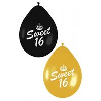 Sweet 16 ballonnen zwart en goud