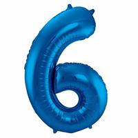 Bellatio Cijfer 6 ballon blauw cm
