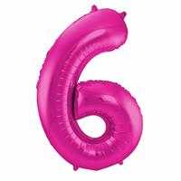 Cijfer 6 ballon roze cm