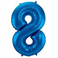 Bellatio Cijfer 8 ballon blauw cm