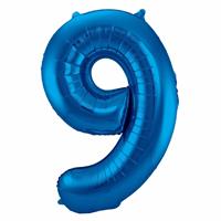 Bellatio Cijfer 9 ballon blauw cm