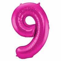 Cijfer 9 ballon roze cm