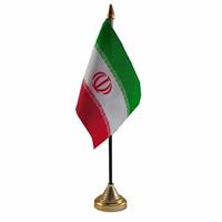 Bellatio Iran tafelvlaggetje 10 x 15 cm met standaard