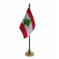 Bellatio Libanon tafelvlaggetje 10 x 15 cm met standaard