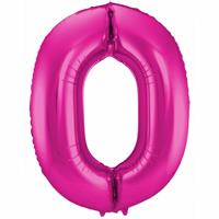 Bellatio Cijfer 0 ballon roze cm