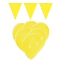 Fun & Feest party gadgets Gele versiering 15 ballonnen en 2 vlaggenlijnen