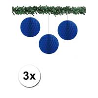 Bellatio 3x decoratie bal blauw 10 cm