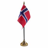 Bellatio Noorwegen tafelvlaggetje 10 x 15 cm met standaard