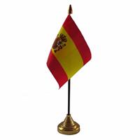 Bellatio Spanje tafelvlaggetje 10 x 15 cm met standaard