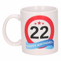 Shoppartners Verjaardag 22 jaar verkeersbord mok / beker