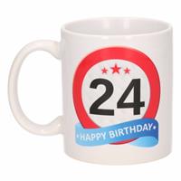 Shoppartners Verjaardag 24 jaar verkeersbord mok / beker