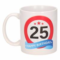 Shoppartners Verjaardag 25 jaar verkeersbord mok / beker