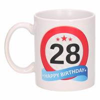 Shoppartners Verjaardag 28 jaar verkeersbord mok / beker