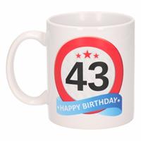 Shoppartners Verjaardag 43 jaar verkeersbord mok / beker