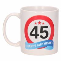 Shoppartners Verjaardag 45 jaar verkeersbord mok / beker