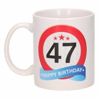 Shoppartners Verjaardag 47 jaar verkeersbord mok / beker