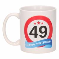 Shoppartners Verjaardag 49 jaar verkeersbord mok / beker