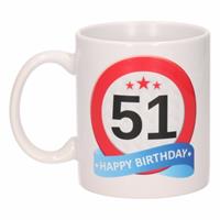 Shoppartners Verjaardag 51 jaar verkeersbord mok / beker