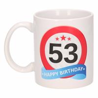 Shoppartners Verjaardag 53 jaar verkeersbord mok / beker