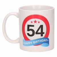 Shoppartners Verjaardag 54 jaar verkeersbord mok / beker