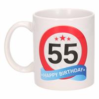 Shoppartners Verjaardag 55 jaar verkeersbord mok / beker