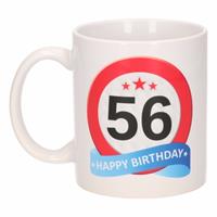 Shoppartners Verjaardag 56 jaar verkeersbord mok / beker