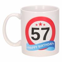 Shoppartners Verjaardag 57 jaar verkeersbord mok / beker