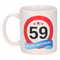 Shoppartners Verjaardag 59 jaar verkeersbord mok / beker