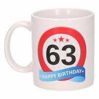 Shoppartners Verjaardag 63 jaar verkeersbord mok / beker