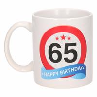 Shoppartners Verjaardag 65 jaar verkeersbord mok / beker