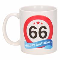 Shoppartners Verjaardag 66 jaar verkeersbord mok / beker