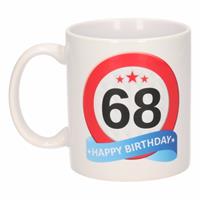 Shoppartners Verjaardag 68 jaar verkeersbord mok / beker