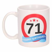 Shoppartners Verjaardag 71 jaar verkeersbord mok / beker