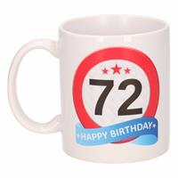 Shoppartners Verjaardag 72 jaar verkeersbord mok / beker